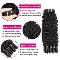 Extensions de Cheveux Bouclés Birmans Vierges Non Traités, 28-30 Pouces, 1, 3 ou 4 Paquets, avec Boucles Spirales aux Extrémités 6