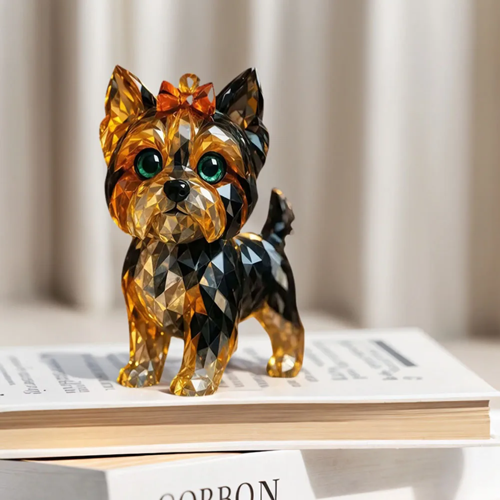 Creative Fake Crystal Resin Painted Animal Statue Mini Collectible Art Clear Statue Home Office Desktop Decoration Ornament