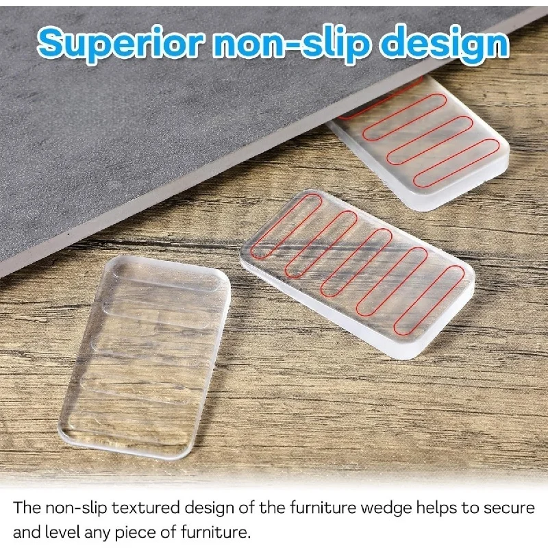 Premium Leveling Shims - Non-Slip Clear Plastic Wedges for Home Furniture and Appliances, Pack of 8