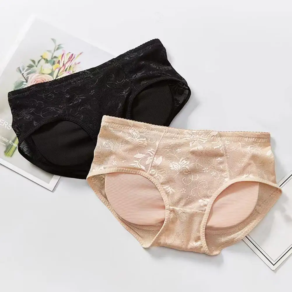 

Smooth Stretchy Panties Seamless Tummy Control Butt Lifted Women's Underpants with Fake Buttock Low Waist Soft for Enhanced