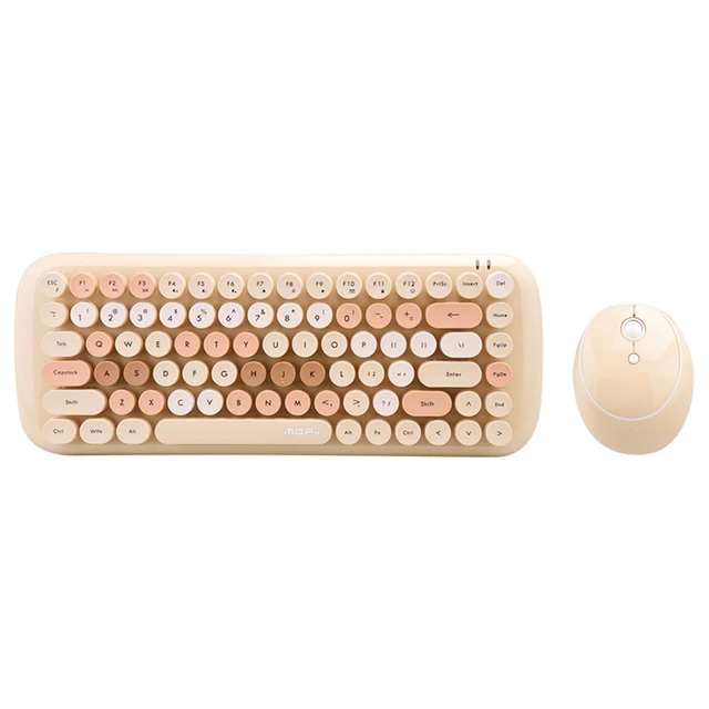 Комбинированная беспроводная мышь Mpfi CANDY Keyboard Mouse Combo 2.4G смешанного цвета с 84 клавишами Мини-клавиатуры и мыши с круглыми розовыми колпачками для клавиш 1