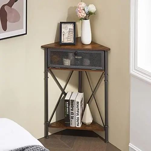 

Tier Corner Cabinet Shelf, Floor Standing Storage Organizer Shelves with Grid Doors for Small Space, Living Room, Bedroom, Kitch