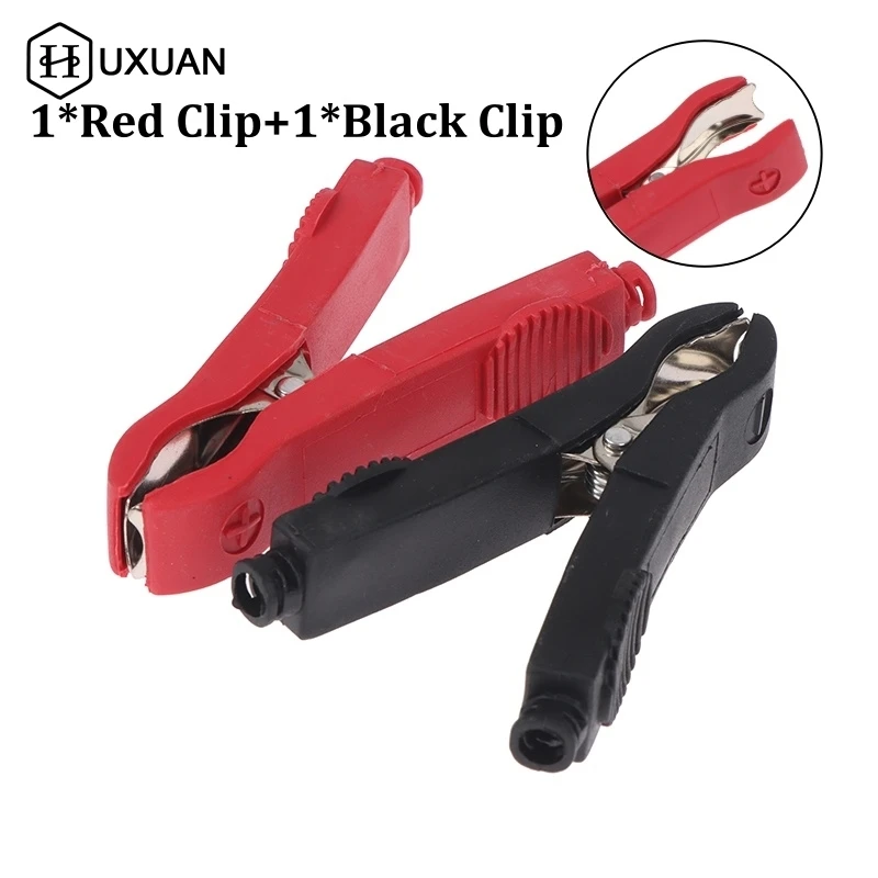 2Pcs 50A Red + Black 75mm Insulated Crocodile Crocodile Car Caravan Van Battery Test Lead Clips Best Promotion Alligator Clips