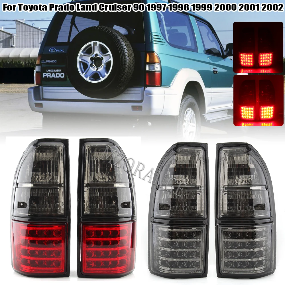 Faros Antiniebla LED Para Toyota Land Cruiser Prado LC90 (1997-2002) - Luz Trasera, Color Gris/rojo