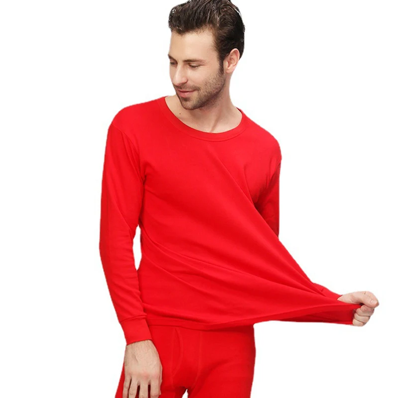 Thermal Underwear Set Men Women Cotton Wedding Red Long Johns