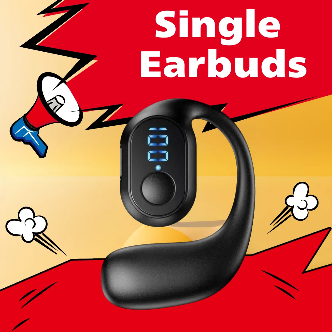 Kulak Kancası Kablosuz Kulaklık Bluetooth 5.3 Mini Handsfree Su Geçirmez Spor Müzik Kulaklık Tek Kulakiçi OWS Kulaklık HiFi Müzik