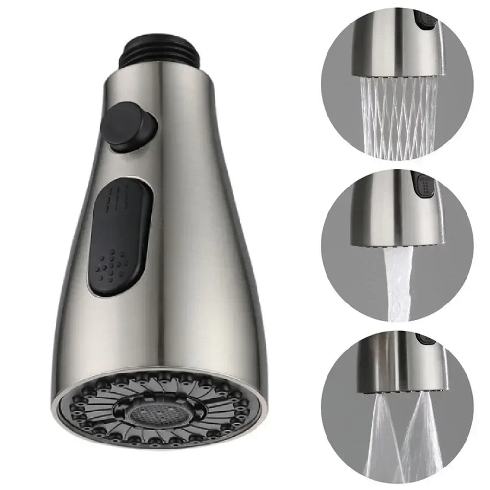 Kitchen Pull Out Spray Shower Head Faucet Sprayer Head 1/2" Connection Setting Spare Replacement Tap 3-Modes Hardware