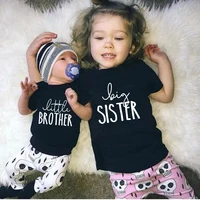 New Big Sis Lil Bro Sibling Shirts Cotton Family Matching Brother Sister Outfits Black Kids Tees Tops Baby Romper Birthday Gifts 1