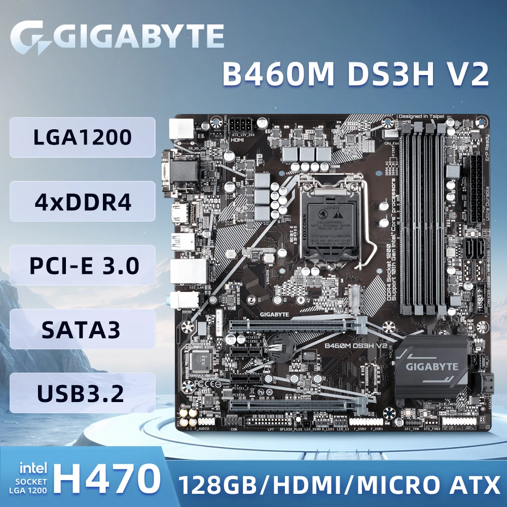 

GIGABYTE B460M DS3H V2 Motherboard LGA 1200 Intel H470 Micro-ATX Mainboard with M.2, SATA 6Gb/s, USB 3.2 Gen 1, Smart Fan 5