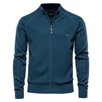 Nouveau pull pour homme à col montant et fermeture éclair, printemps-automne, élégant et décontracté, sans décoloration. Manteau en tricot à texture géométrique. 3