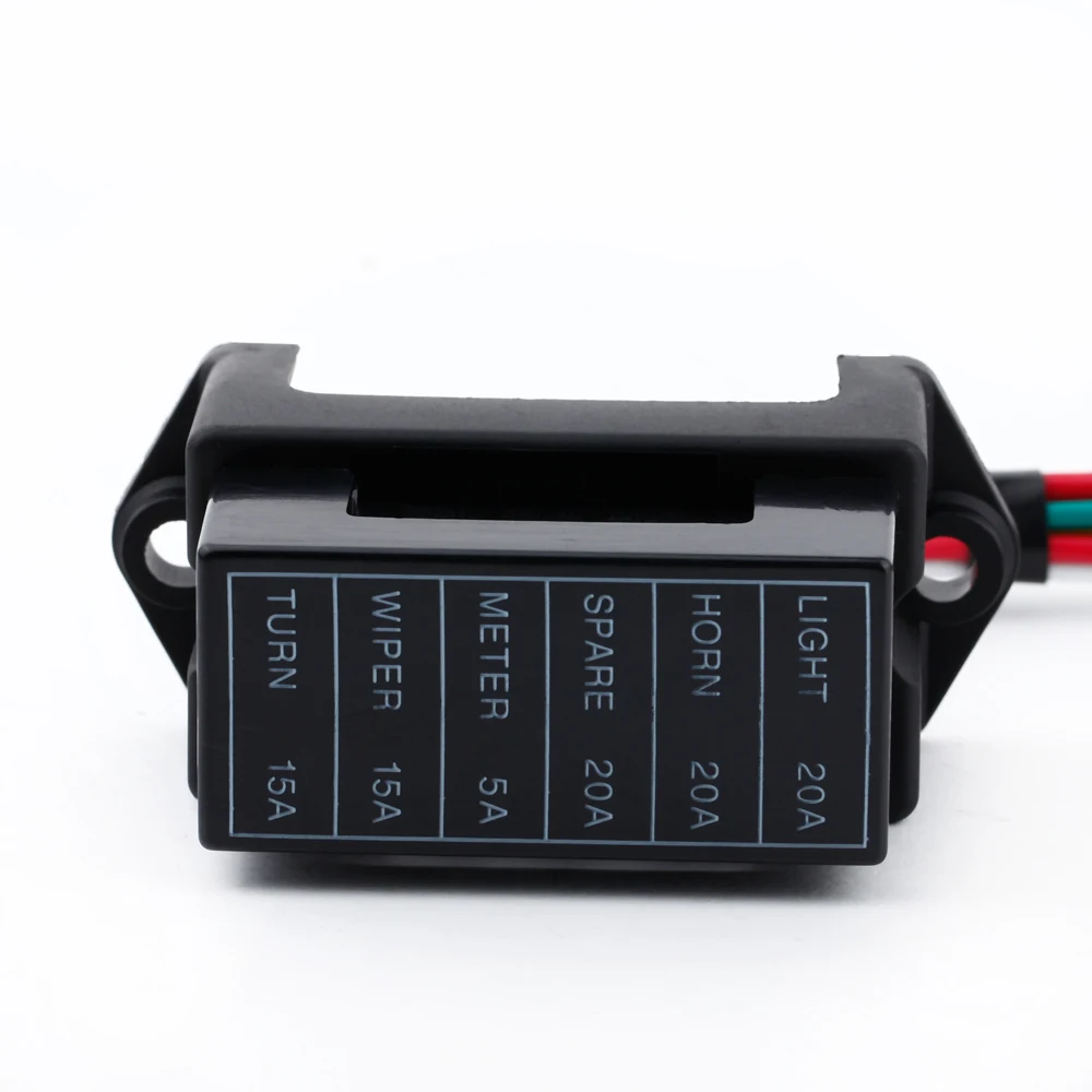 Car Fuses Kit Fuse Box Fuse Box Holder 6 Way DC32V Circuit Car Trailer Auto Blade 2-input 6-output Wire