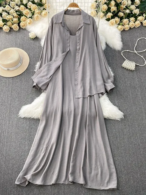 Robe chemise pour femmes musulmanes, ensemble deux pièces, costumes modestes solides, Ensemble musulman du Ramadan, Maroc, dubaï, Abayas, tenues islamiques Jalabiya
