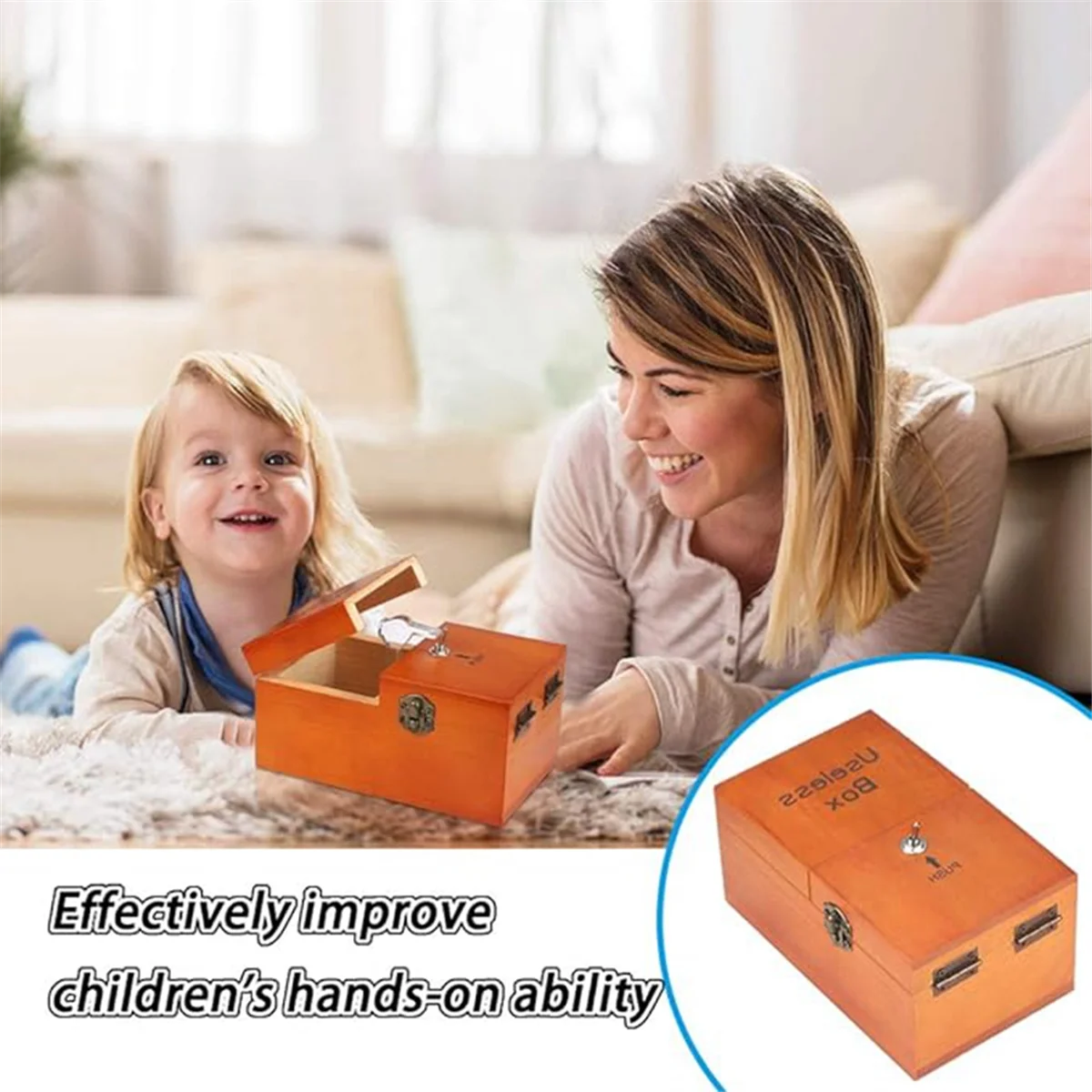 Mystery Surprise Wooden Toy Box - Fully Assembled in Dark Wood Finish