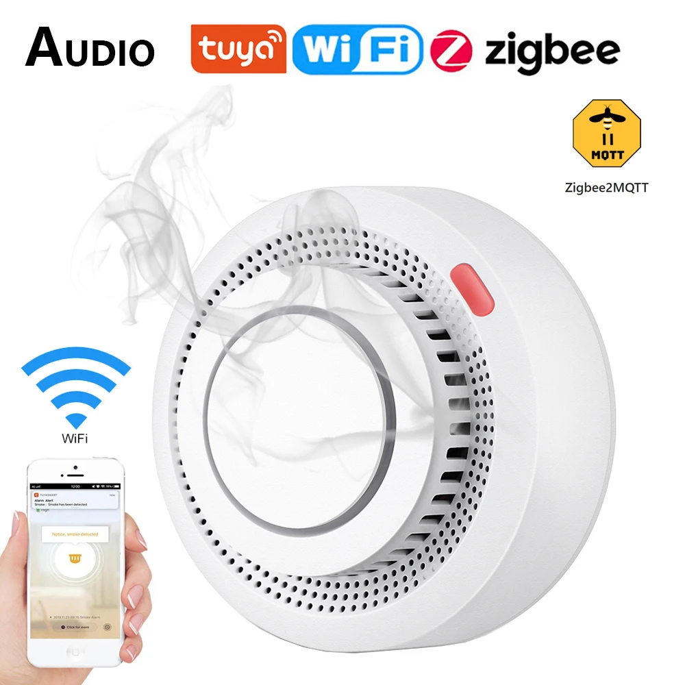 Smoke Alarm Tuya Zigbee/Wifi Smoke Detector Sensor Security Protection Fire Smoke Alarm Smart Home Safety System Works With Smart Life APP