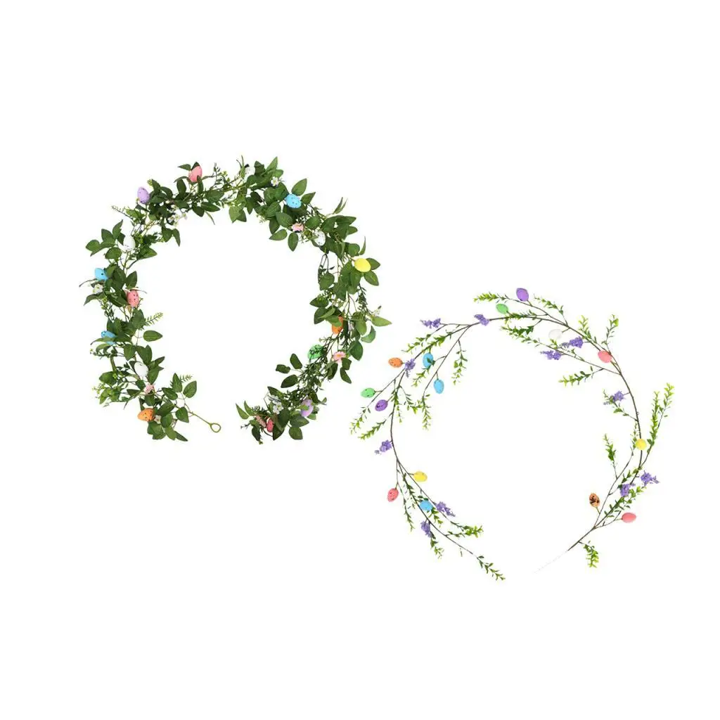 Easter Eggs Garland Hanging Decoration Spring Wreath Handicrafts Easter Egg Wreath for Birthday Home Indoor Outdoor Farmhouse