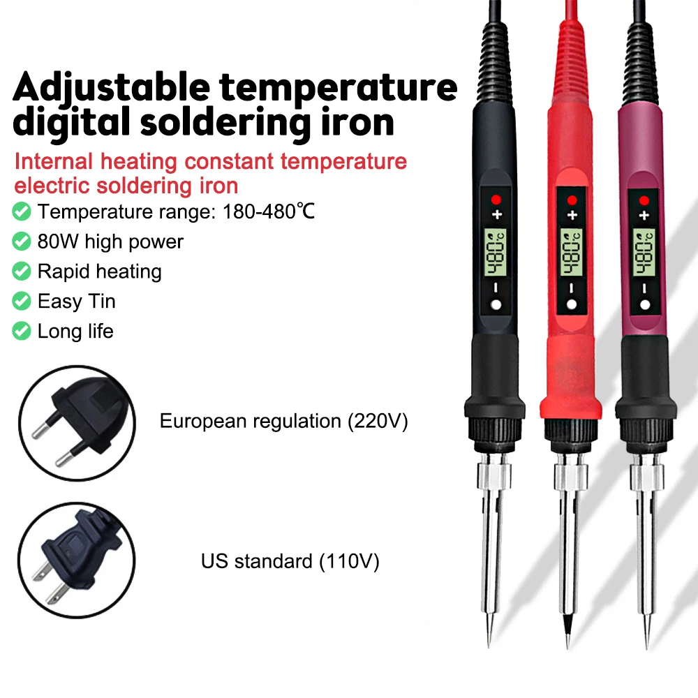 

80W internal heat electric soldering iron digital display adjustable constant temperature welding pen PCB repair tool