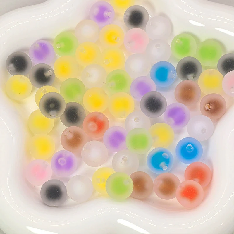 캔디 컬러 반투명 내부 컬러 라운드 홀 루즈 비즈 DIY 쥬얼리 펜 팔찌 장식 재료 액세서리