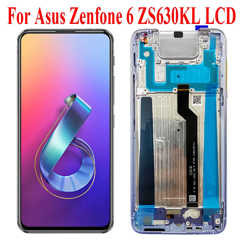 

ЖК-дисплей 6,4 дюйма для Asus Zenfone 6 ZS630KL, рамка для ЖК-дисплея + дигитайзер сенсорной панели для ASUS 01WD ZS630KL I01WD