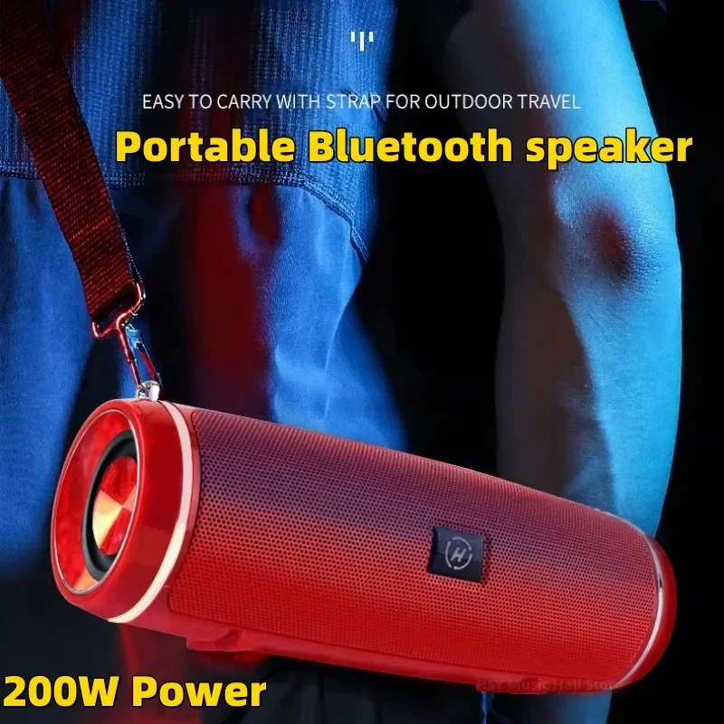 Portable Bluetooth Speaker Portable IPX7 Waterproof Outdoor HIFI Column Speaker Wireless Bluetooth Speaker Subwoofer Stereo Sound Box FM Radio TF Boom box