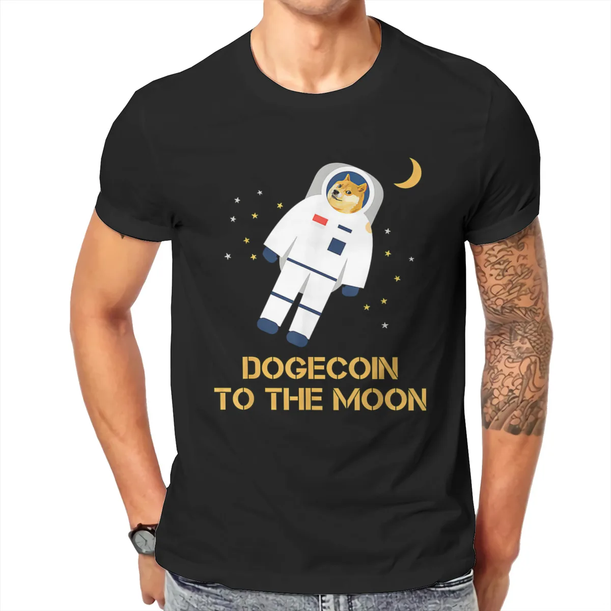 Забавная футболка Dogecoin To The Moon Doge для любителей криптовалюты Мужская летняя