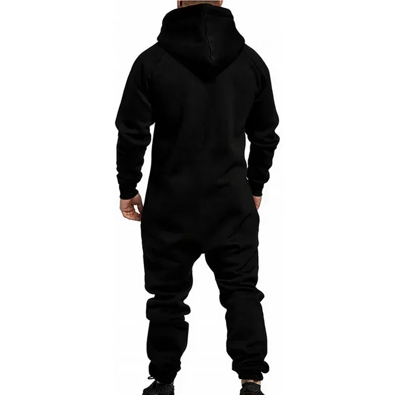 Mens Onesie Jumpsuit Pajamas Long Sleeve Sweatpants Pure Color Splicing Autumn Winter Casual Hoodie Male Zipper Jumpsuit men bodysuits,men jumpsuits