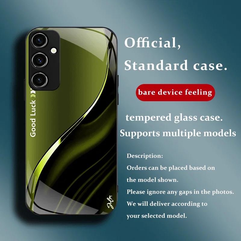 Gradient Color Hard Tempered Glass Protective Phone Case