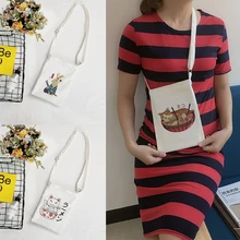 

Samurai Cat Canvas Ladies Handbag Messenger Bag Fashion Phone Key Perfume Hand Cream Ladies Shoulder Bag Storage Bag Girls Bag