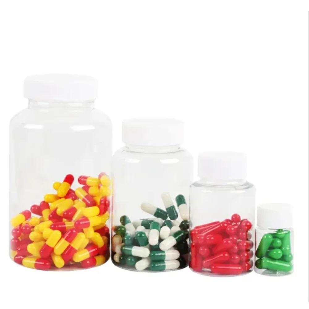 Refillable plastic bottles 30/50/100ml transparent travel containers with screw cap multi-use for cosmetics & reagents 10Pcs