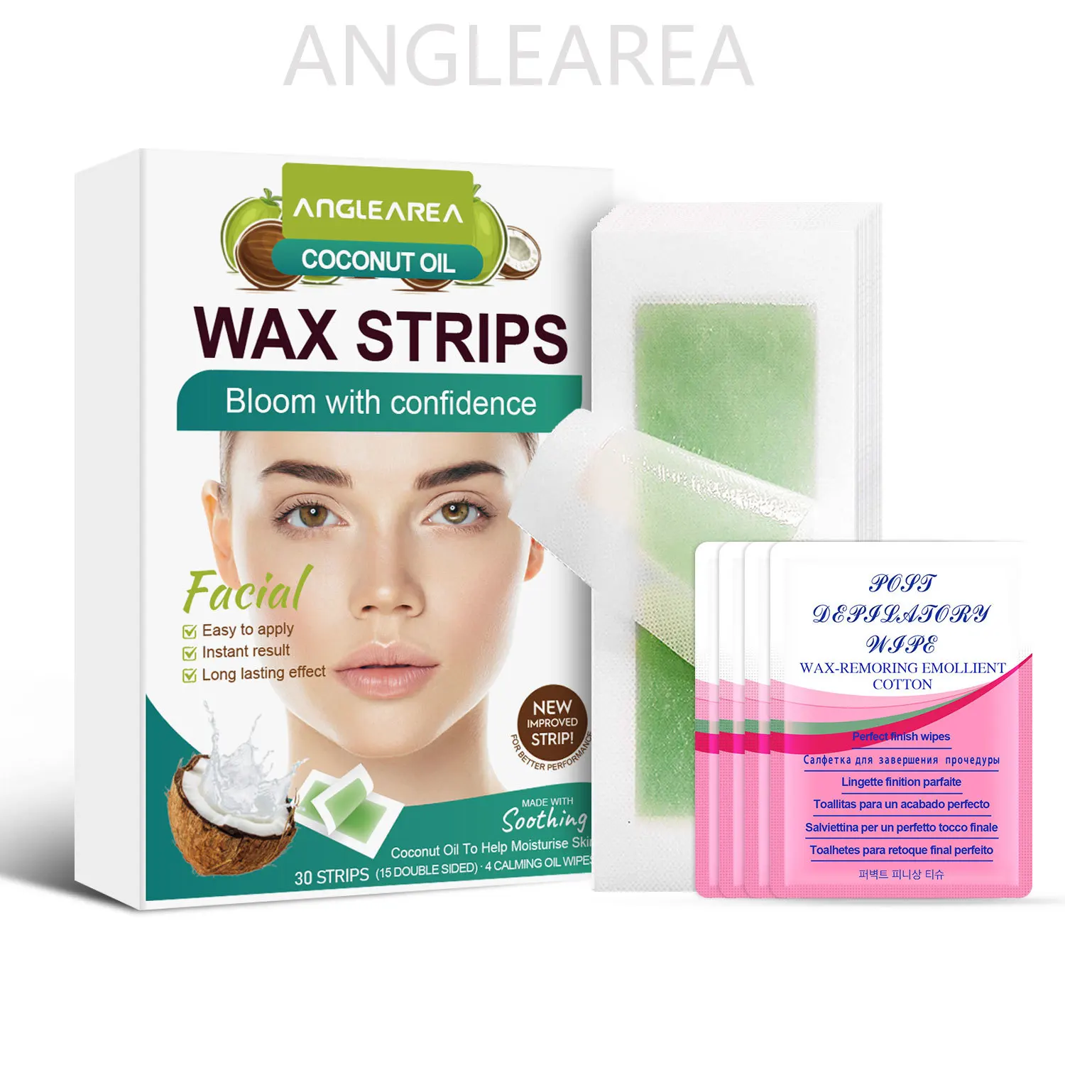 ANGLE AREA 30pcs Facial Hair Removal Wax Strip Per Box Professional Non Woven Face Lip Eyebrow Women's Body Hair Removal