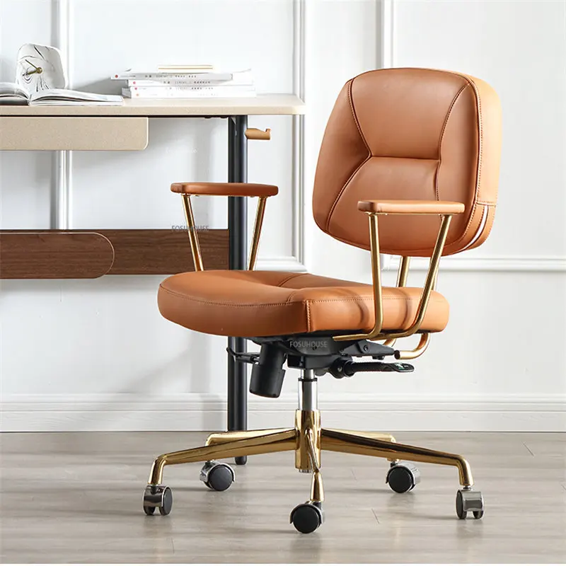 Modern Leather Office Chairs For Office Furniture Light Luxury Ergonomic Computer Chair Comfortable Backrest Swivel Office Chair комплект обеденной мебели стол 1 4 м и 4 стула xiaomi linsy light luxury table and four chairs white