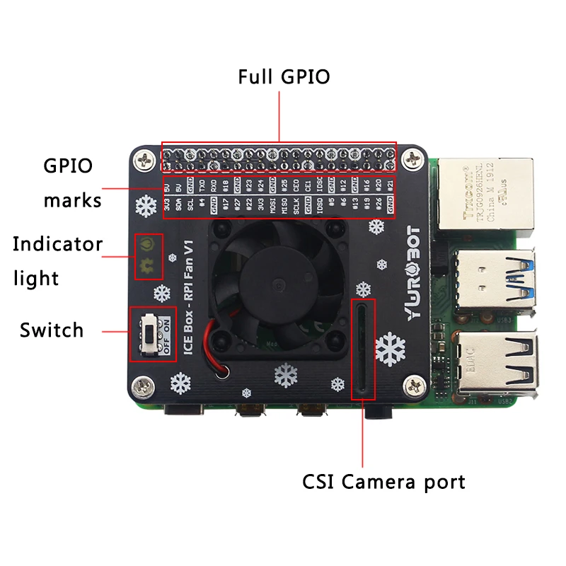 Raspberry pi 4 modelo b gpio extenstion