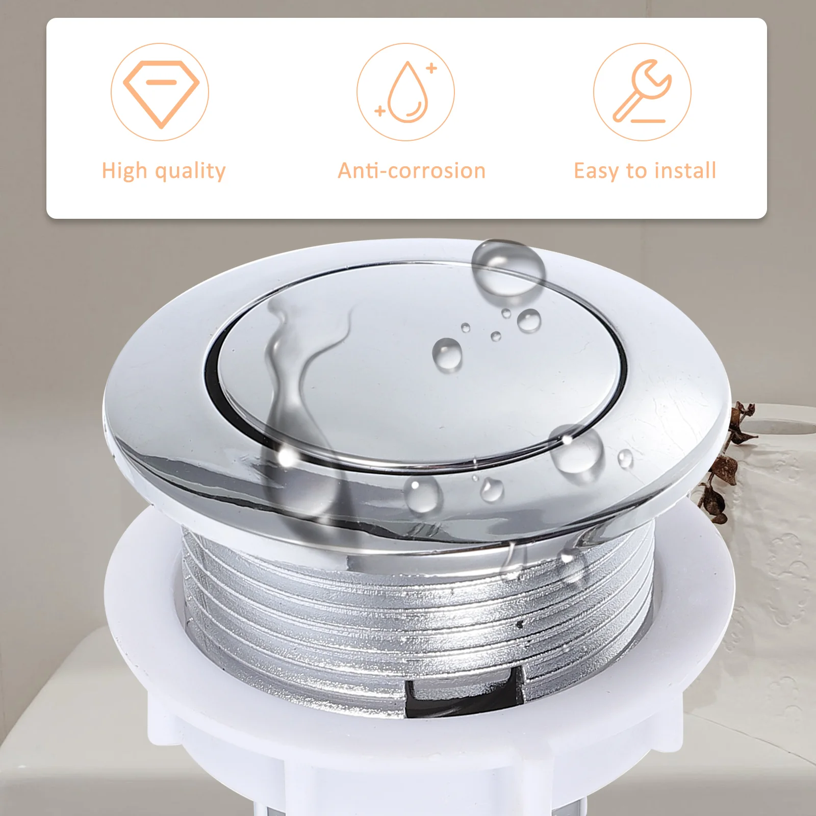 Toilet Tank Lid Replacement Parts Button Water Accessory for Universal Flush Old Fashioned Push Round Abs Pushing Cistern