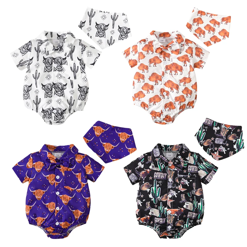 

Комбинезон Lioraitiin для маленьких мальчиков 0-18 мес., ковбойский комбинезон в западном стиле с коротким рукавом и отложным воротником, комбинезон на пуговицах, 2023-04-17