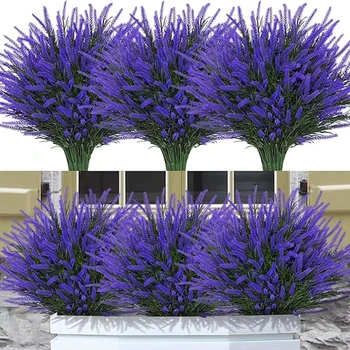 5Pcs Artificial Lavender Flowers Heads DIY Fake Flowers Bouquets Home Room Decor Party Garden Table Wedding Decor Outdoor Plants 1