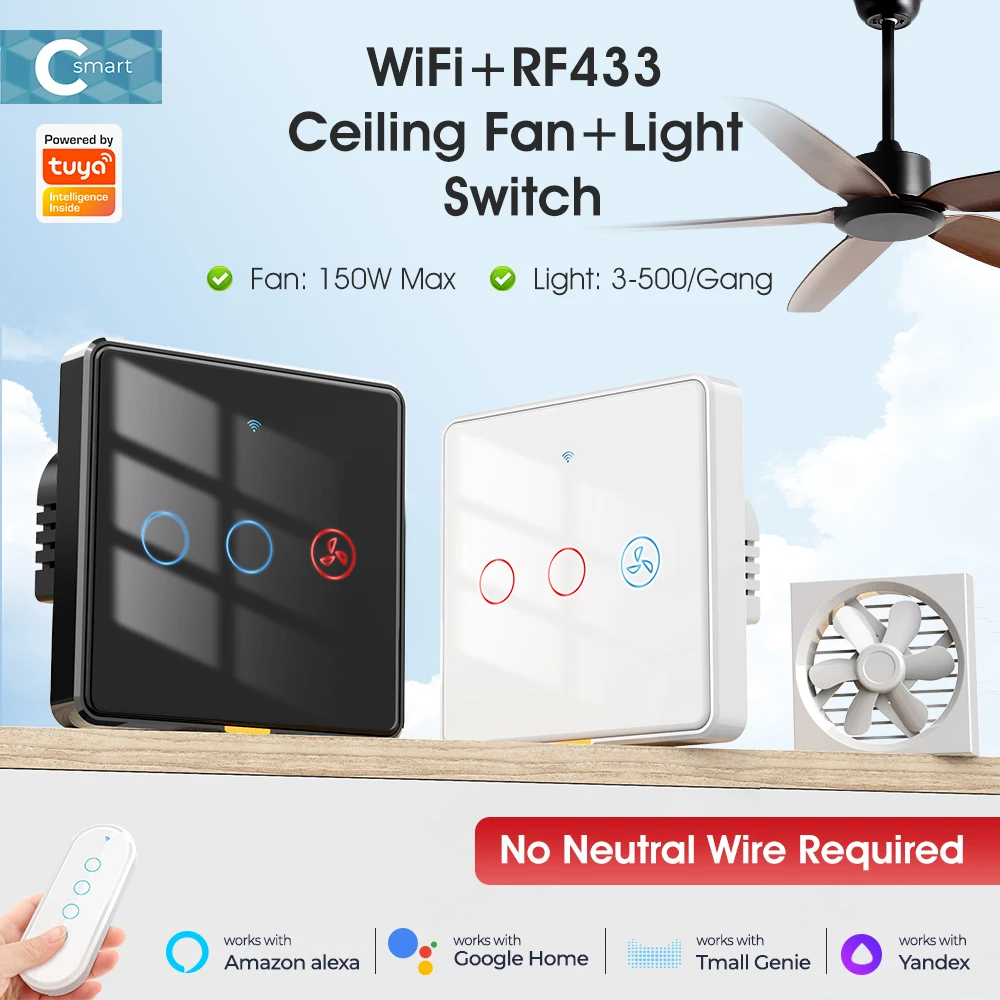 Tuya Google Home Smart Fan 60-inch Tuya Smart Ceiling Fan Light