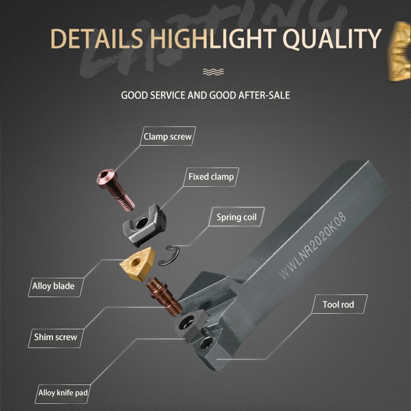 KaKarot WWLNR External Turning Tool Holder WNMG Carbide Inserts WWLNR Lathe Bar CNC Cutting Tools Set