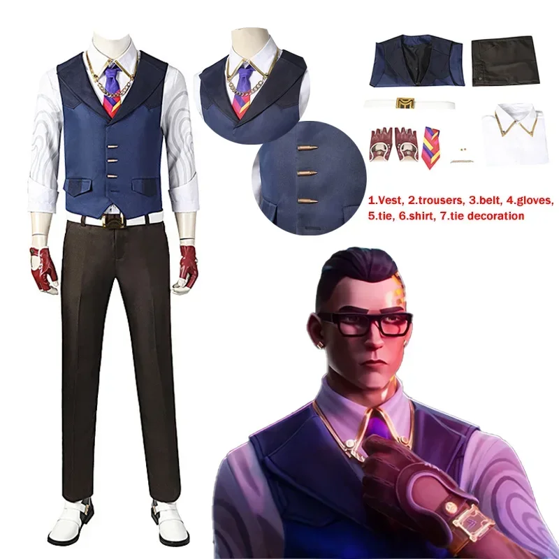 

VALORANT Chamber Cosplay Suit Game Chamber Vest Pants Neckdie Glove Men Women Outfits Halloween Carnival Suit Suit Suit