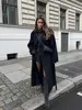 Elegant With Belt Black Long Coat For Women Oversize Woolen Double Button Lapel Overcoat Autumn New Lady High Street Outerwear 6