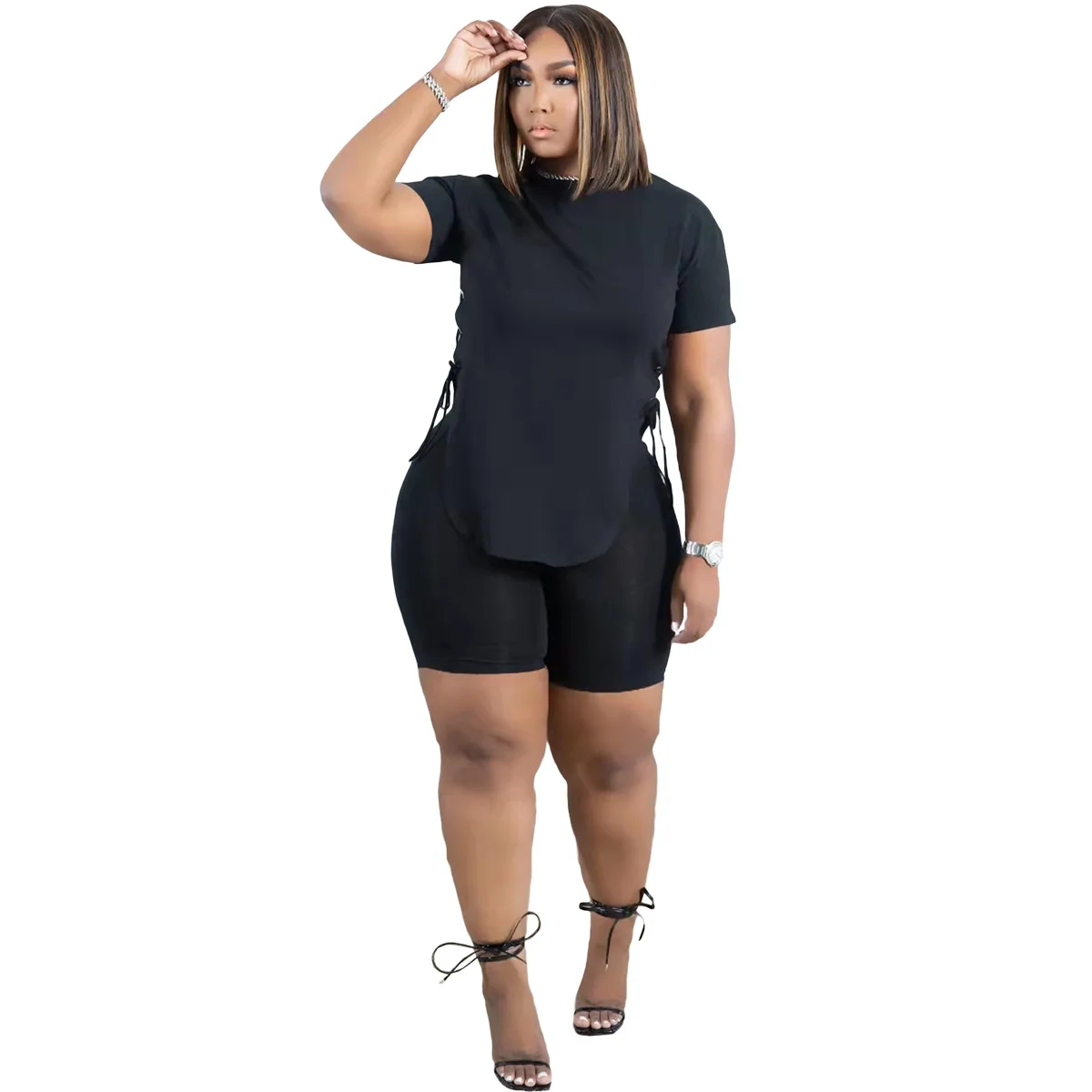 

LEOSD Womens Two Peice Sets Fashion Casual Side Slit Sports Shorts Set for Woman Jogging Set Plus Size Womens 2 Piece Outfit