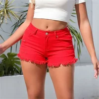 Women Summer Split Tassel Trouser Legs Denim Shorts Vintage Broken Holes Three Quarter Pants Female Casual High Waist Mini Jeans - Image 5