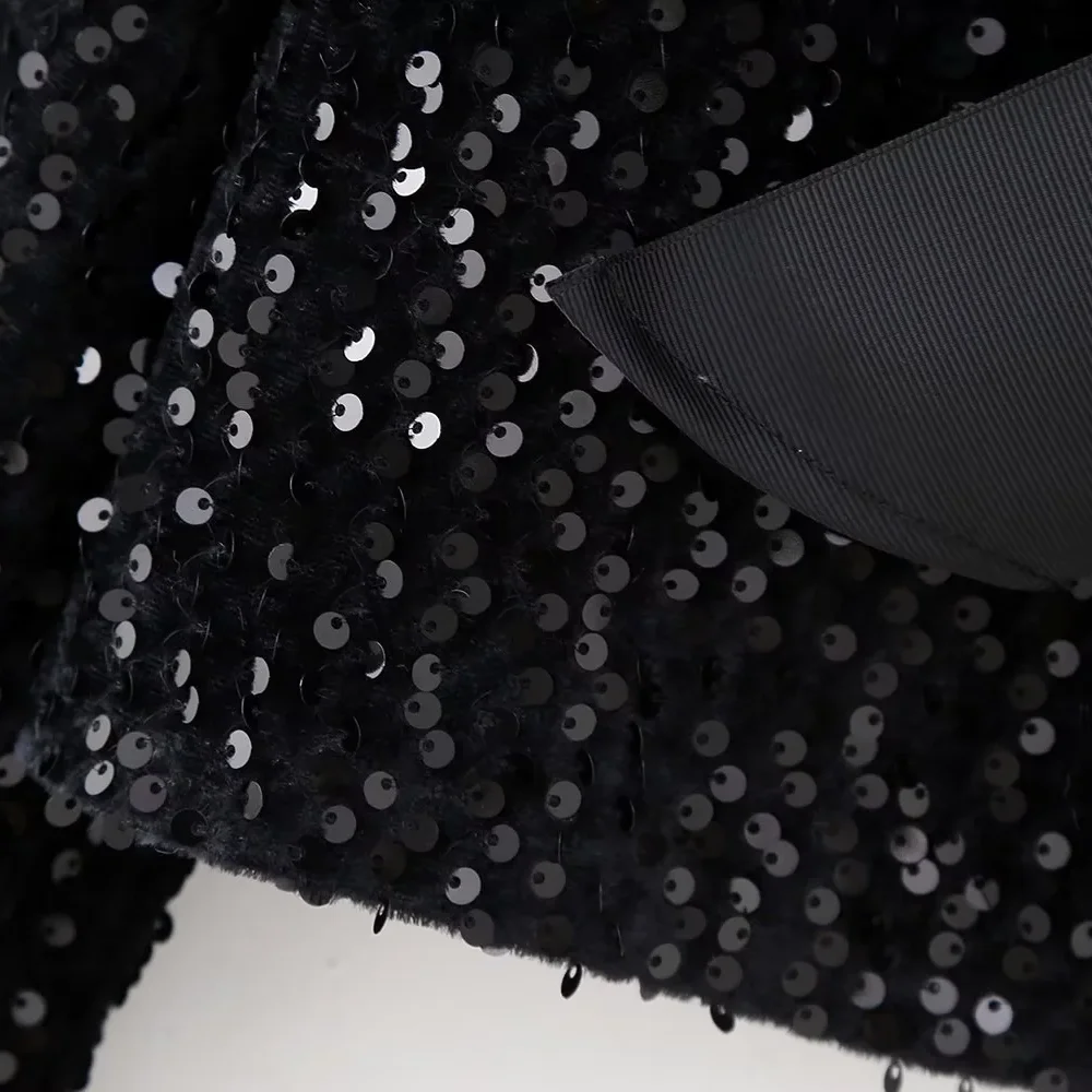 Winter New Women's Fashion, Casual, Sweet and Versatile Bow Tie with Sequin Top