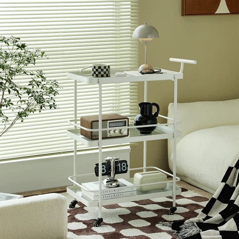 Nordic Iron Hotel Trolley Home Mobile Trolley Living Room Shelf Restaurant Wine Delivery Cart Commercial Bar Cart with Wheels E