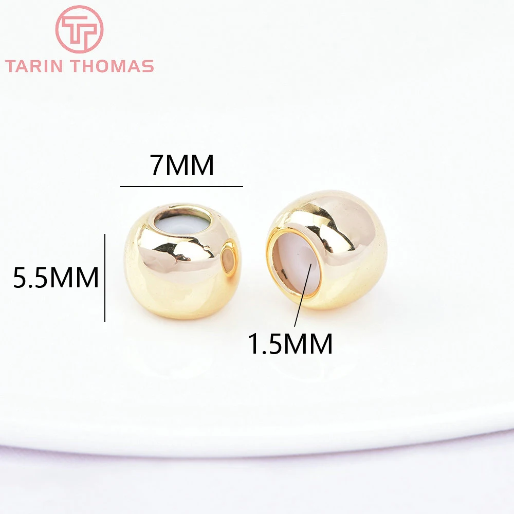 20PCS Gold-Plated Brass Beads with Rubber Accents