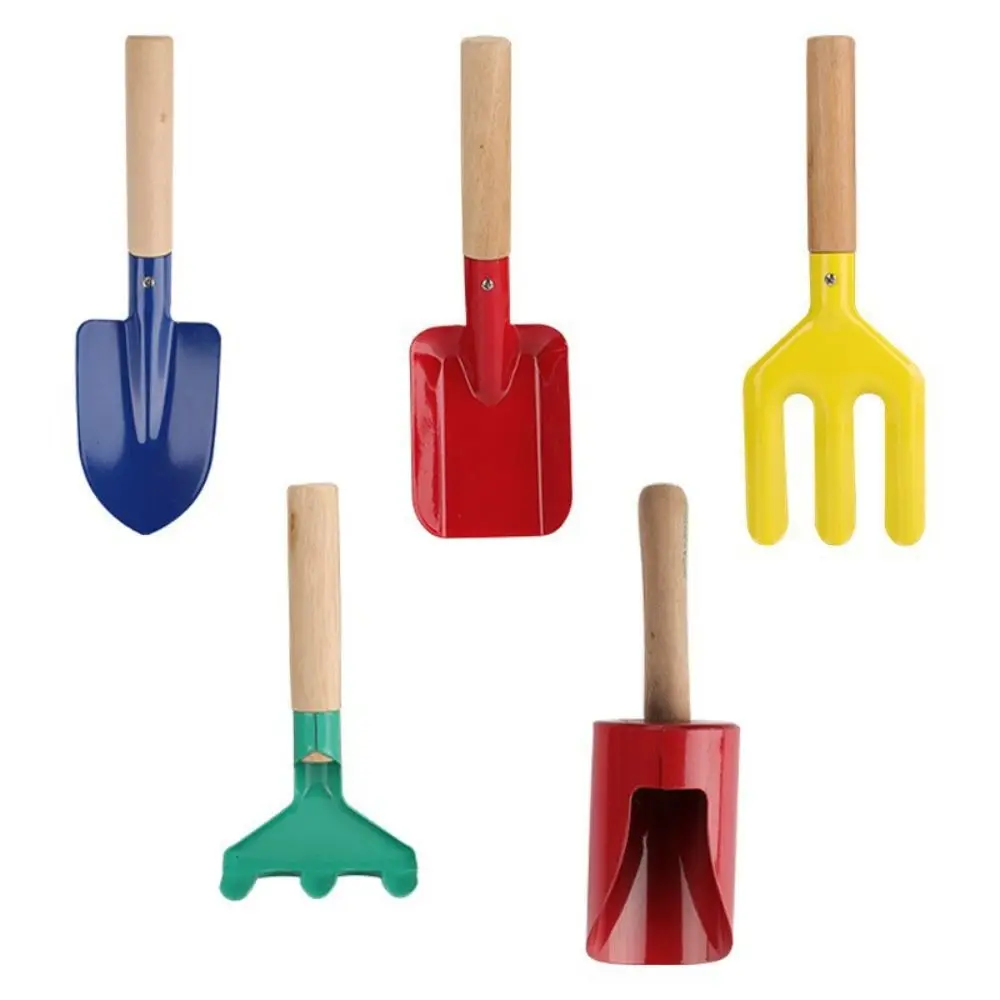 Digging Sand With Wooden Handle Fork Barrel Shovel Beach Toy Trowel Gardening Tool Kids Garden Tool Rake