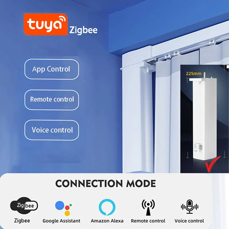 Tuya ZigBee ม่านอัจฉริยะมอเตอร์รองรับเครื่องยนต์ Alice Alexa Google สมาร์ทโฮมรางม่านไฟฟ้าปรับแต่งได้ 1