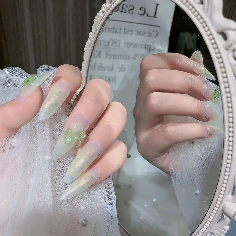 50Pcs Ice-Transparent French Ribbon Resin Bowknot Charms - Colorful Nail Art Decorations, Manicure DIY Jewelry Accessories