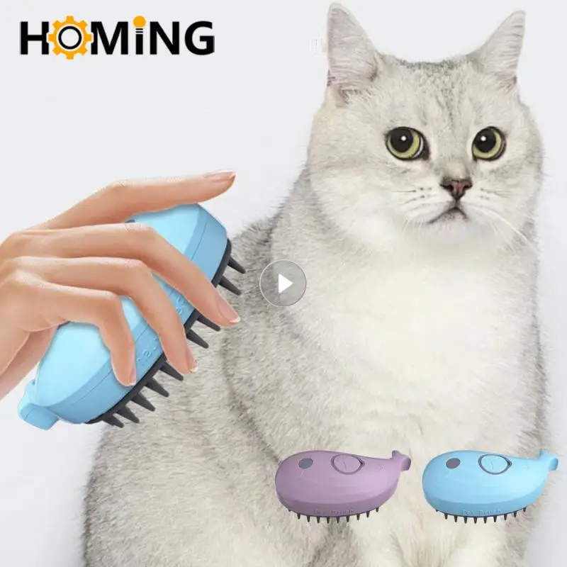 1PC Cat Steam Brush Electric Spray Water Spray Kitten Pet Comb Soft Silicone Depilation Cats Bath Hair Brush Grooming Supplies