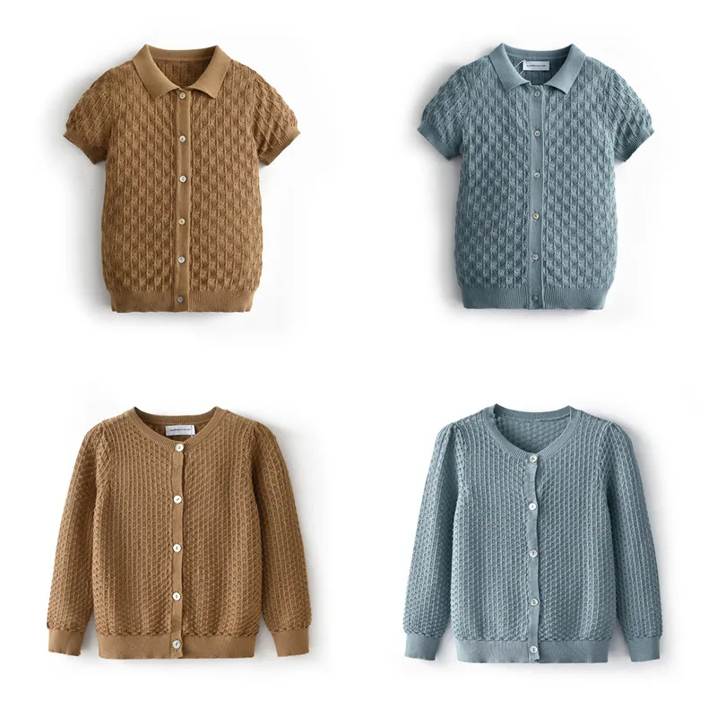 2022 Brother Sister Matching Clothes Summer Boys Girls Knitted Outfits