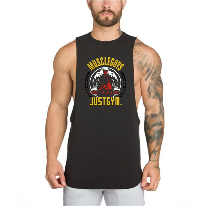 

Muscleguys Graphic Printed Bodybuilding Fitness Workout Summer Fashion Causal Breathable O-neck Cotton Cool Vest