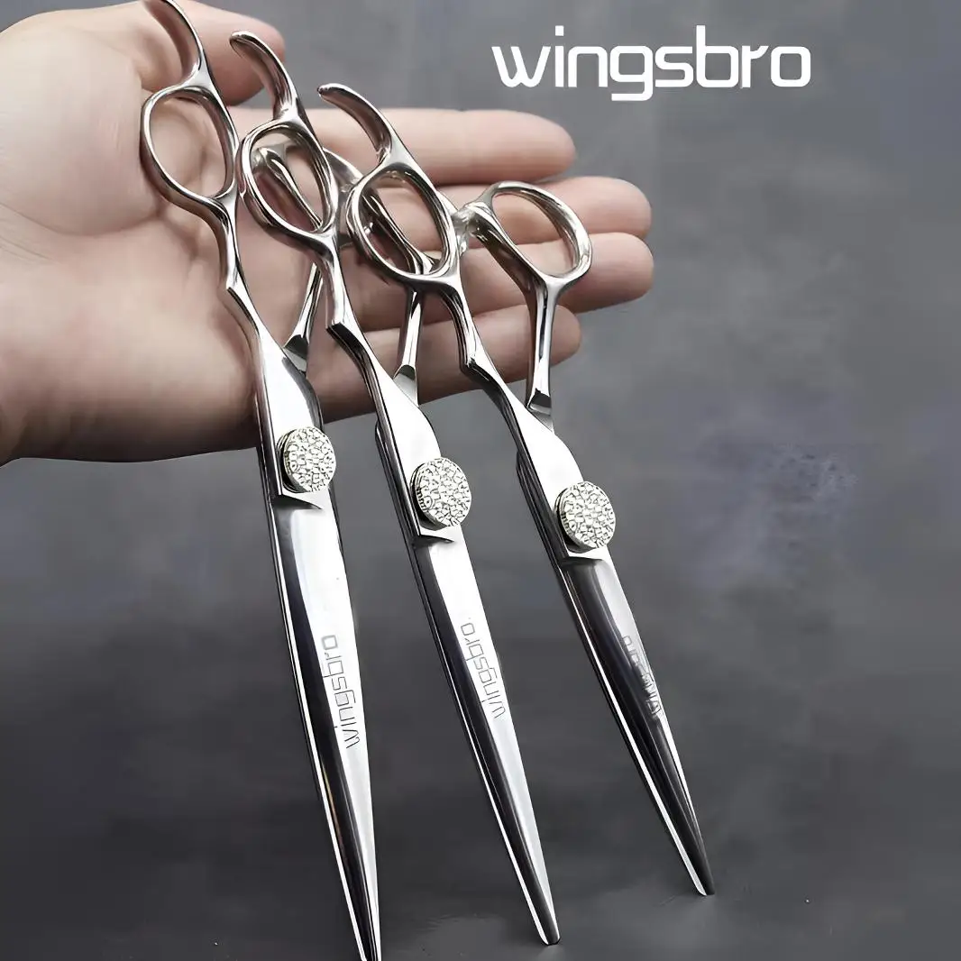 6/7/8 Zoll Professionelles Friseur-Scherenset, Wingsbro Silberne Edelstahlscheren S903172Df054A43Ceb6483037674B31A35